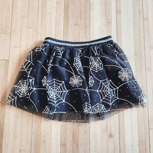 Way To Celebrate Halloween Spider Web Tutu Skirt Girl's XS (4-5) Black Silver